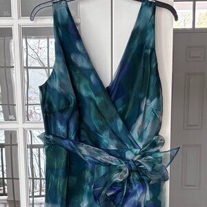 R & M Richards Plus Size V-Neck Sleeveless Organza Gown